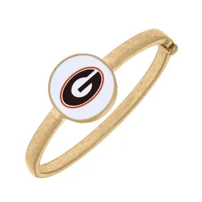 GEORGIA BULLDOGS ENAMEL STATEMENT HINGE BANGLE IN WHITE