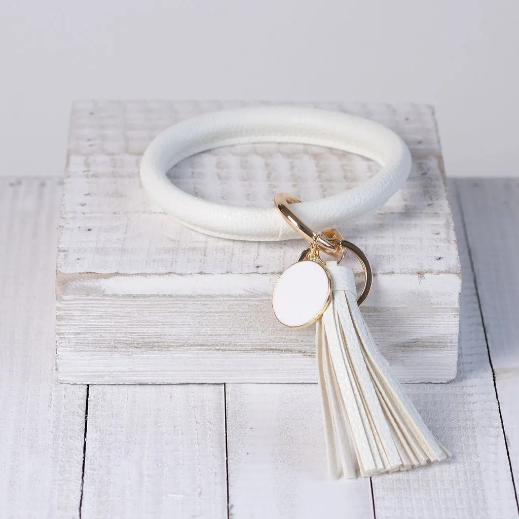 Hannah Hands Free Bangle Keychain-White