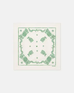 Helka - Printed Silk Scarf - Creme/Green