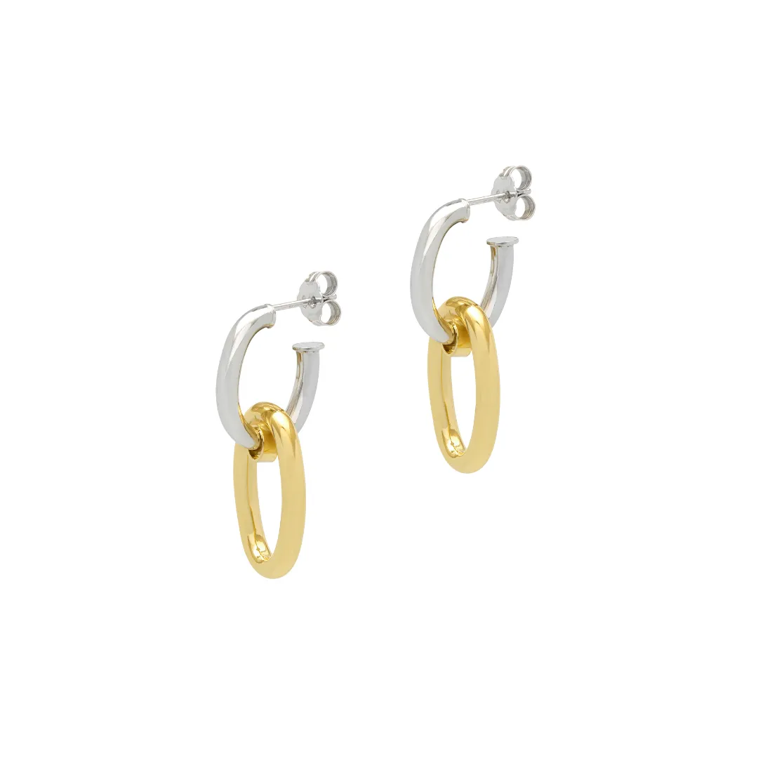 Interlinking 2-Tone Drop Earrings