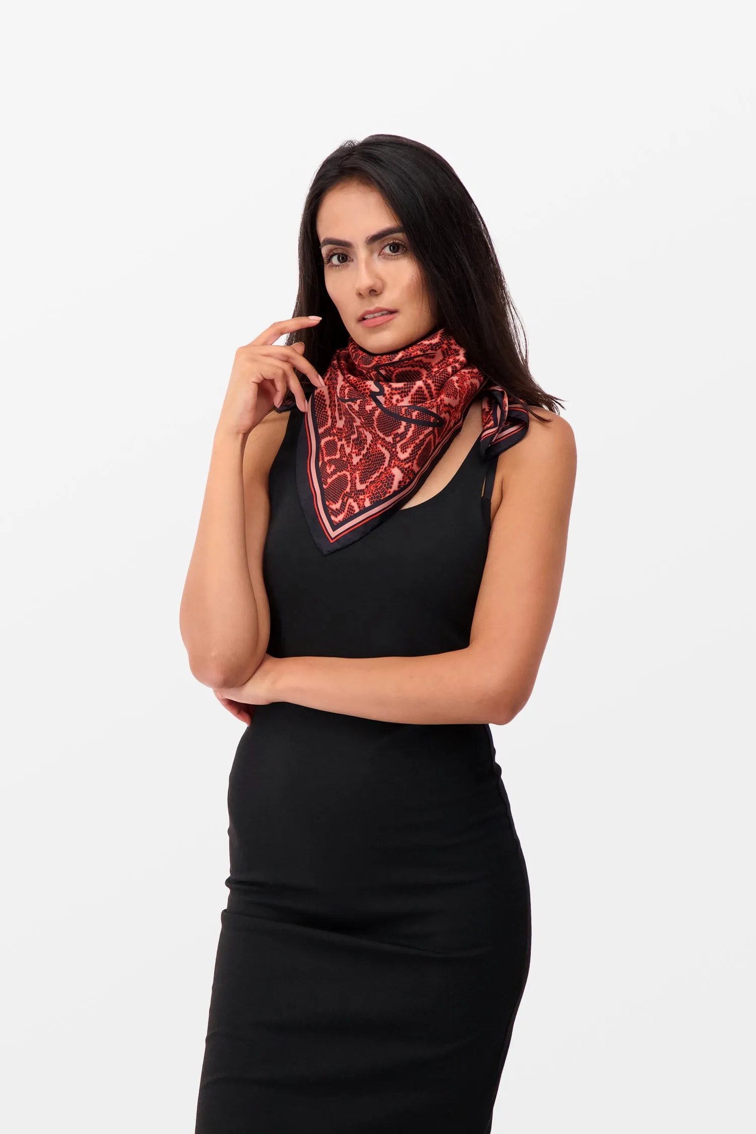 Jimmy Choo Red Silk Foulard Scarf