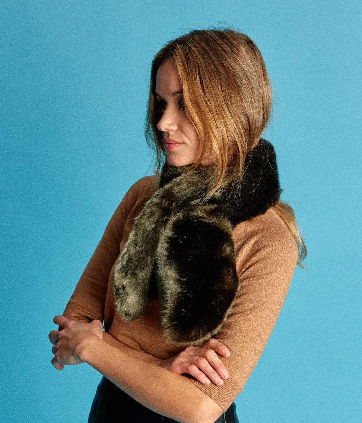 Josephine Vegan Fur Scarf | Bronze Green