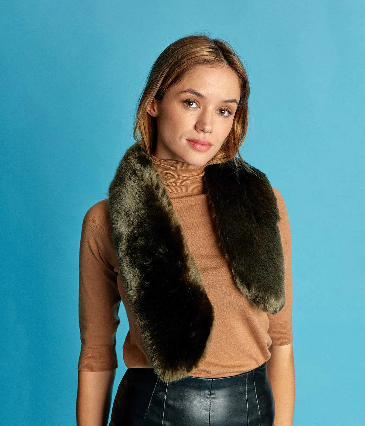 Josephine Vegan Fur Scarf | Bronze Green