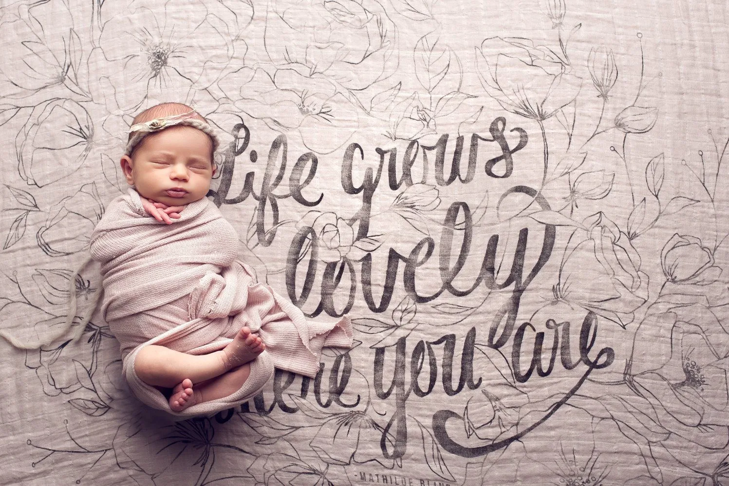 'Life Grows Lovely' Organic Swaddle Scarf