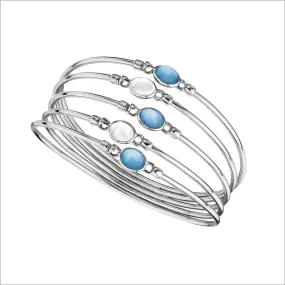 Lolita Blue Topaz & Green Amethyst Bangle in Sterling Silver