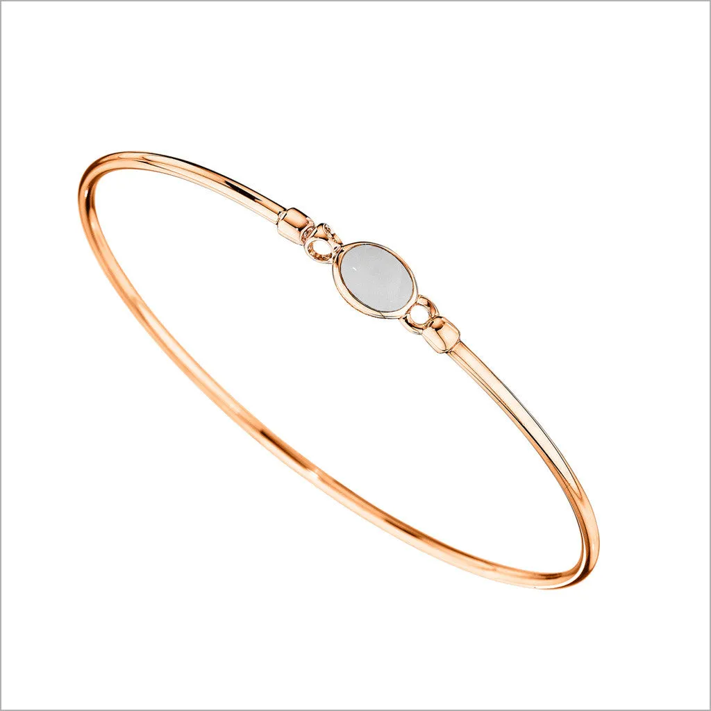 Lolita Rose & White Agate Bangle in Sterling Silver