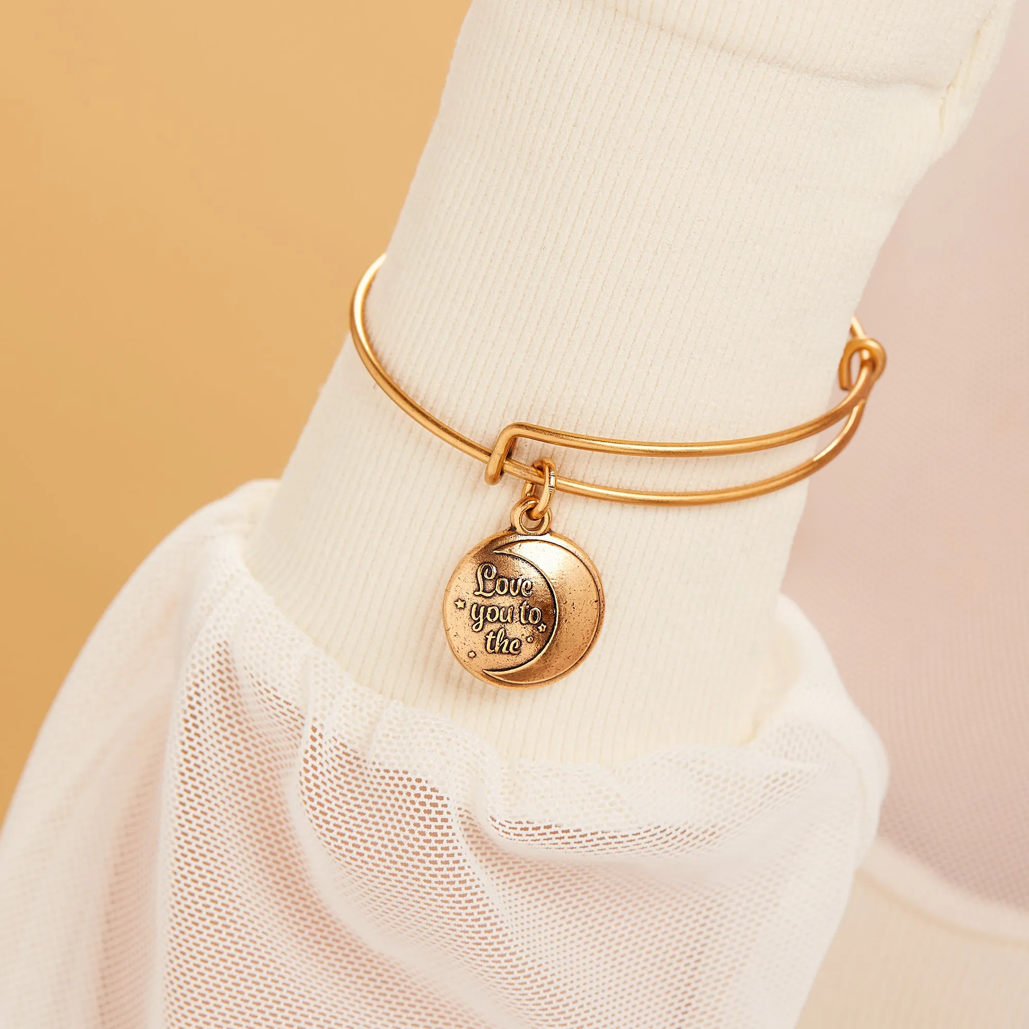 Love You to The Moon Charm Bangle