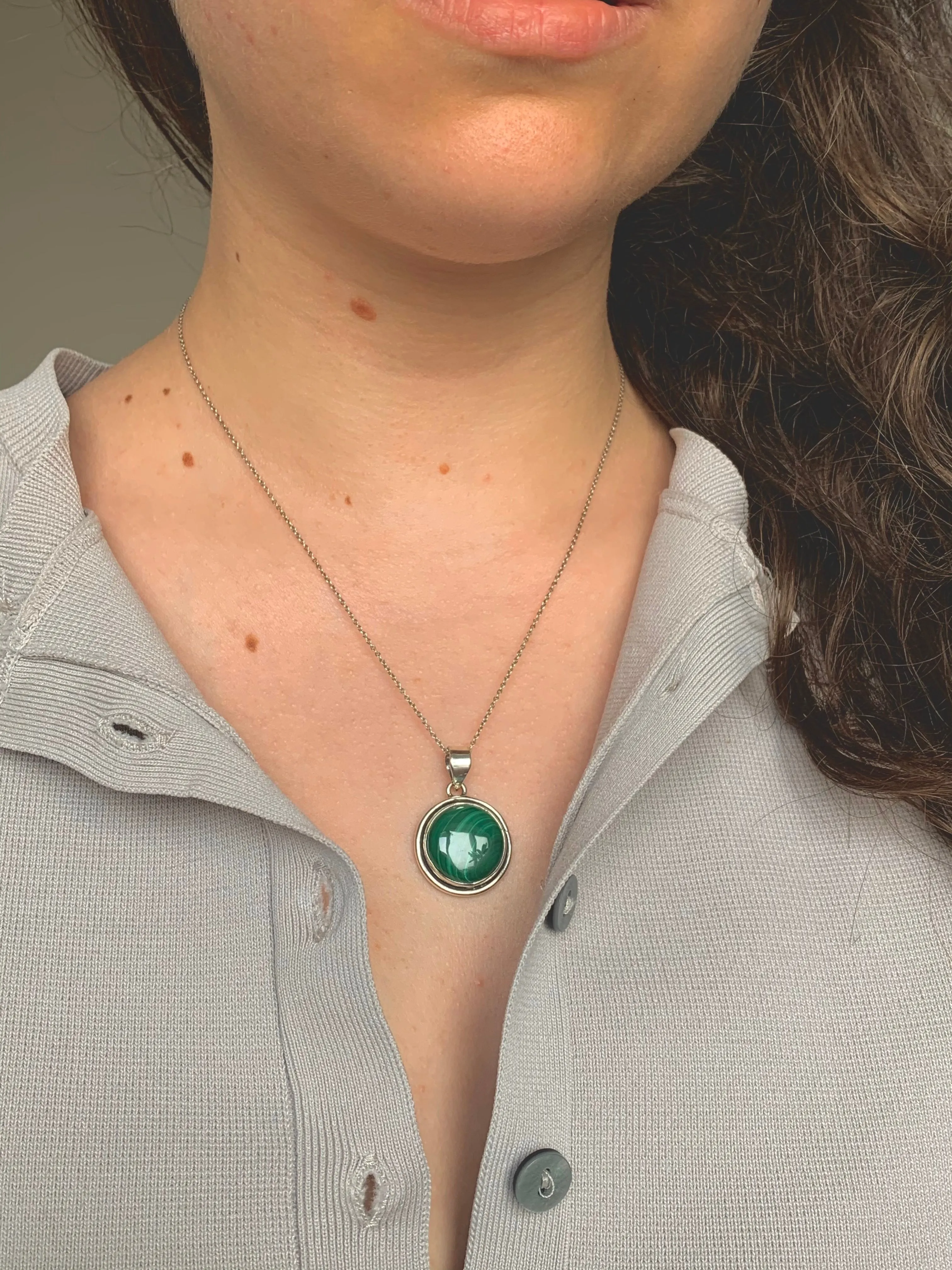 Malachite Brea Pendant - Round