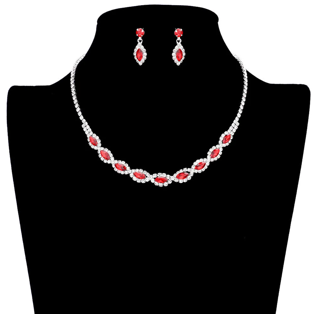 Marquise Stone Accented Rhinestone Jewelry Set