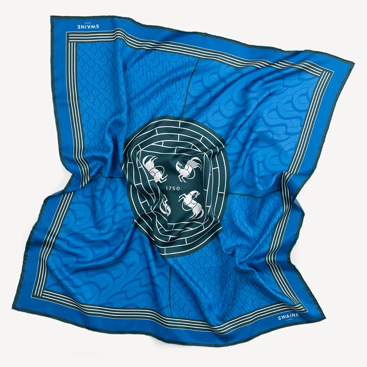 Monogrammed Silk Scarf - Blue