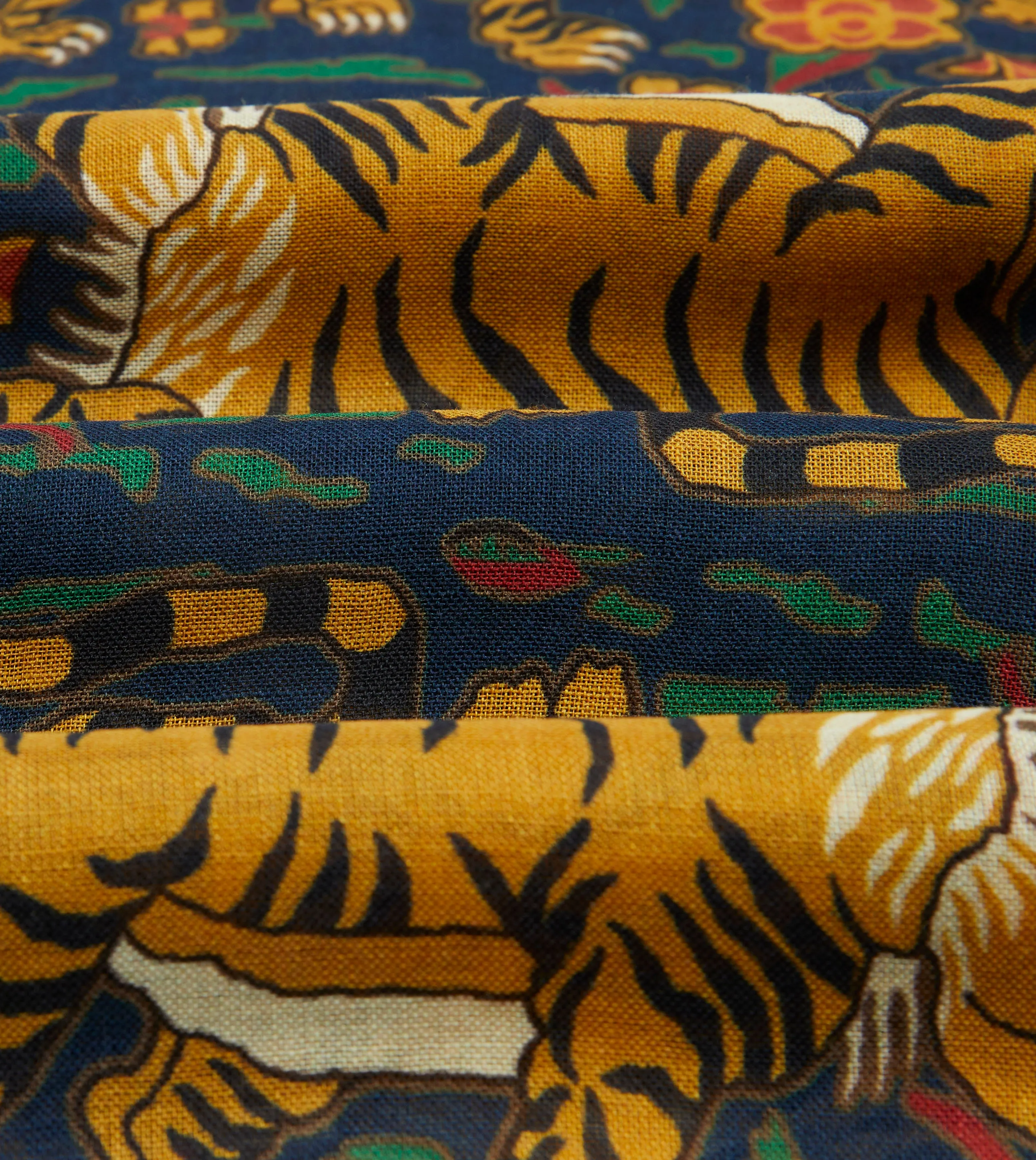 Navy Jumbo Tiger Print Wool-Silk Scarf