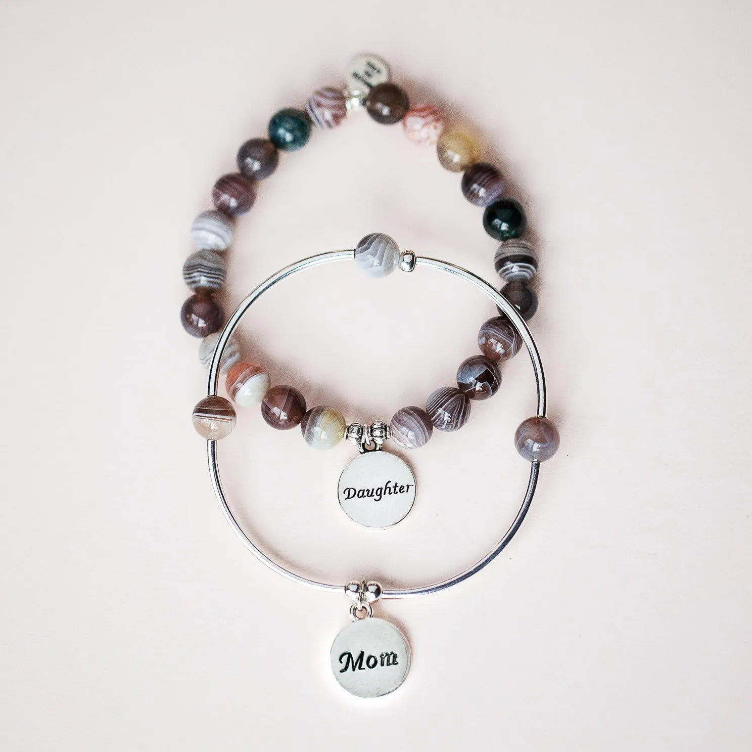 Niece | Soft Bangle Charm Bracelet | Onyx