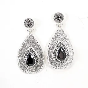 Onyx and Crystal Drop Earrings