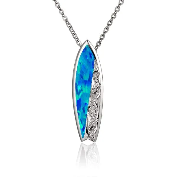 Opal Engraved Surfboard Pendant