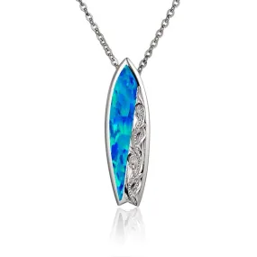 Opal Engraved Surfboard Pendant