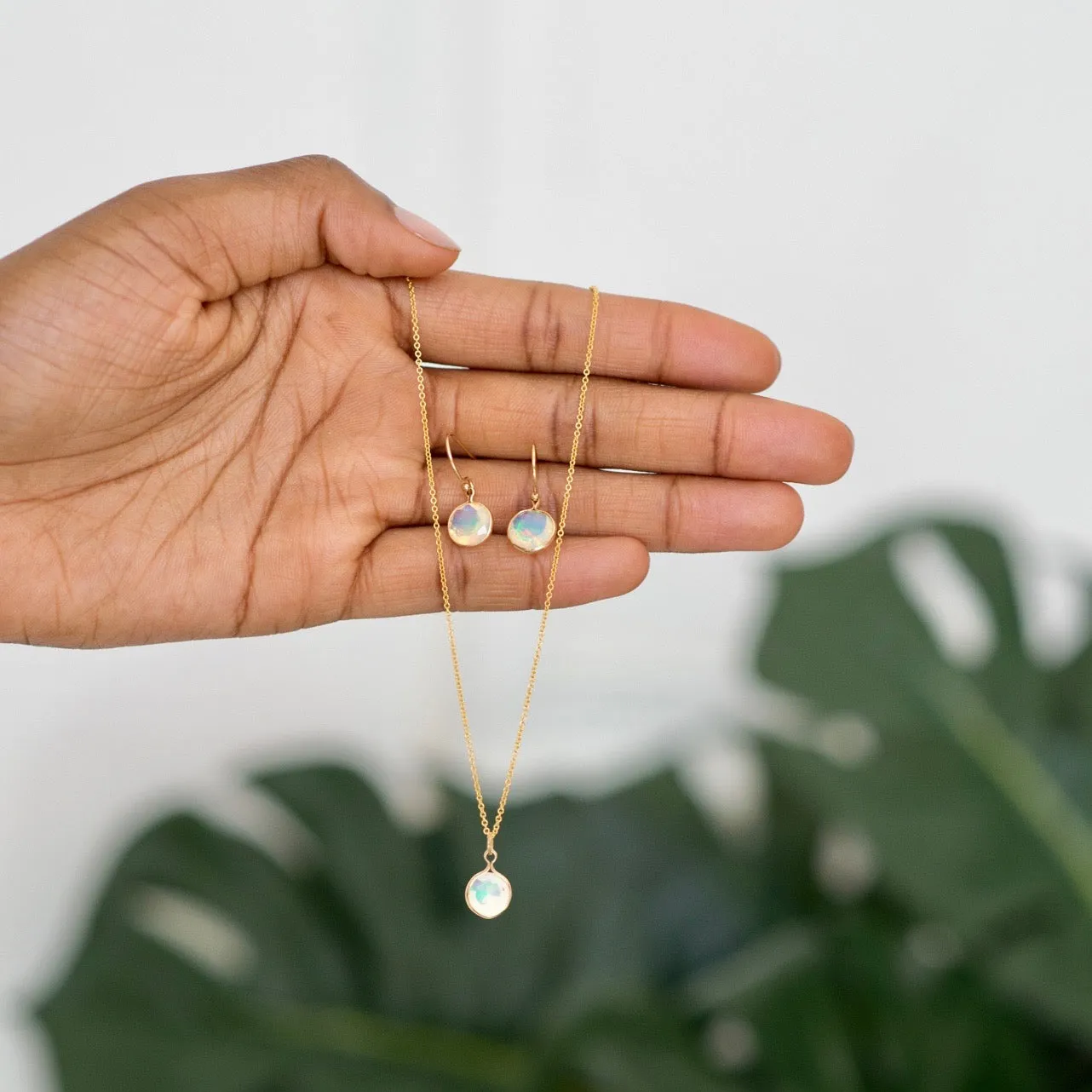 Opal Pendant Necklace - Ethiopian Opal Necklace - Round Opal Necklace