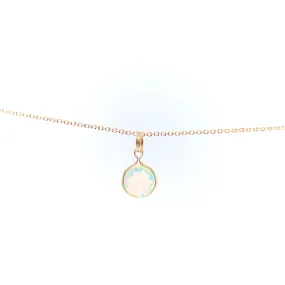 Opal Pendant Necklace - Ethiopian Opal Necklace - Round Opal Necklace