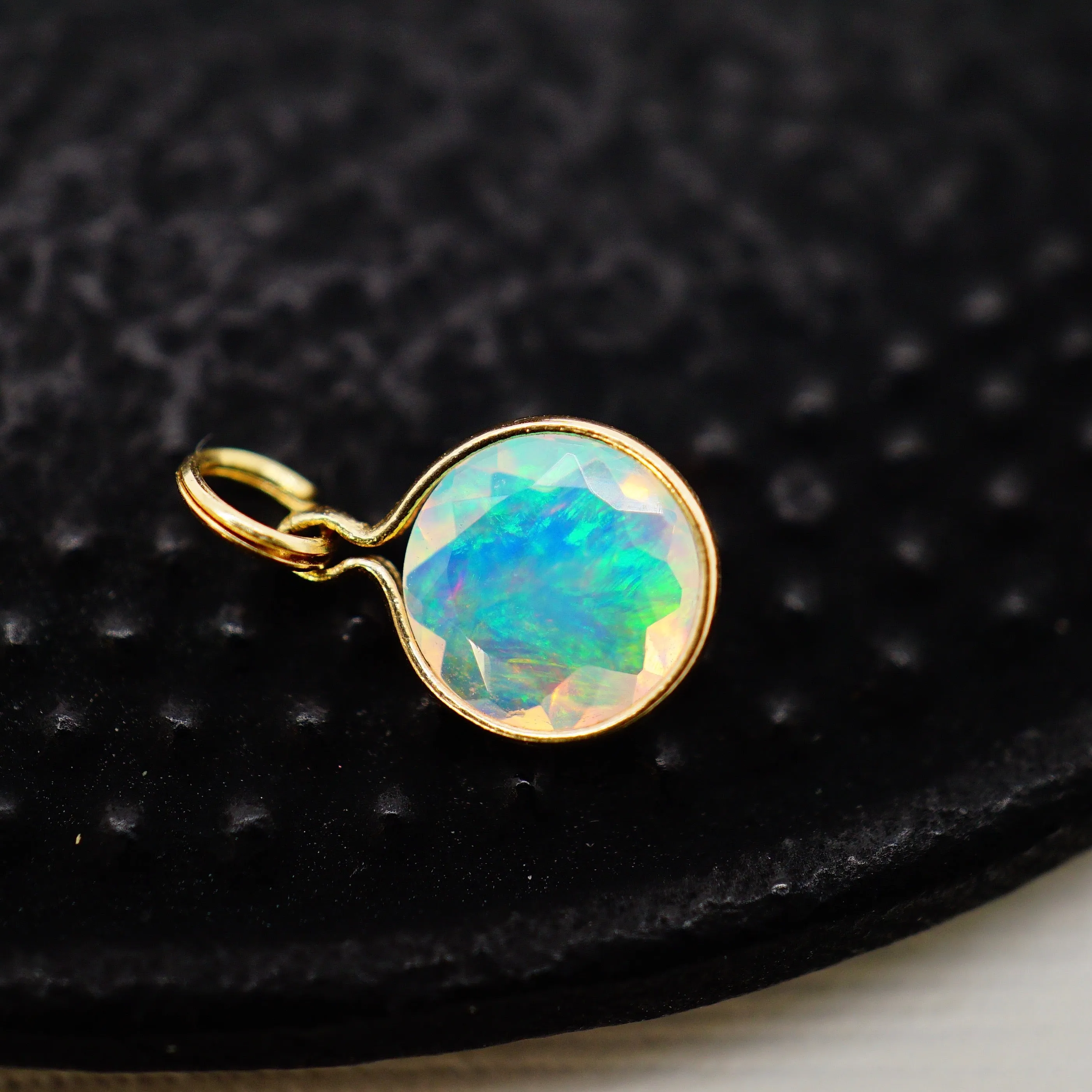 Opal Pendant Necklace - Ethiopian Opal Necklace - Round Opal Necklace