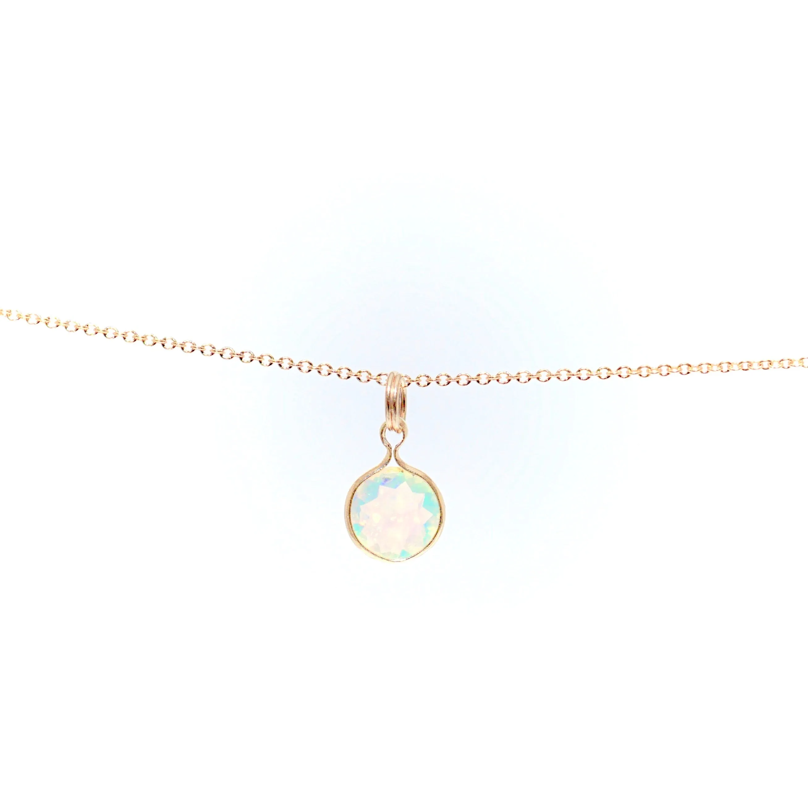 Opal Pendant Necklace - Ethiopian Opal Necklace - Round Opal Necklace