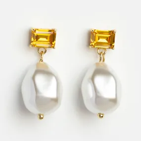 Pearl Citrine Drop Earrings