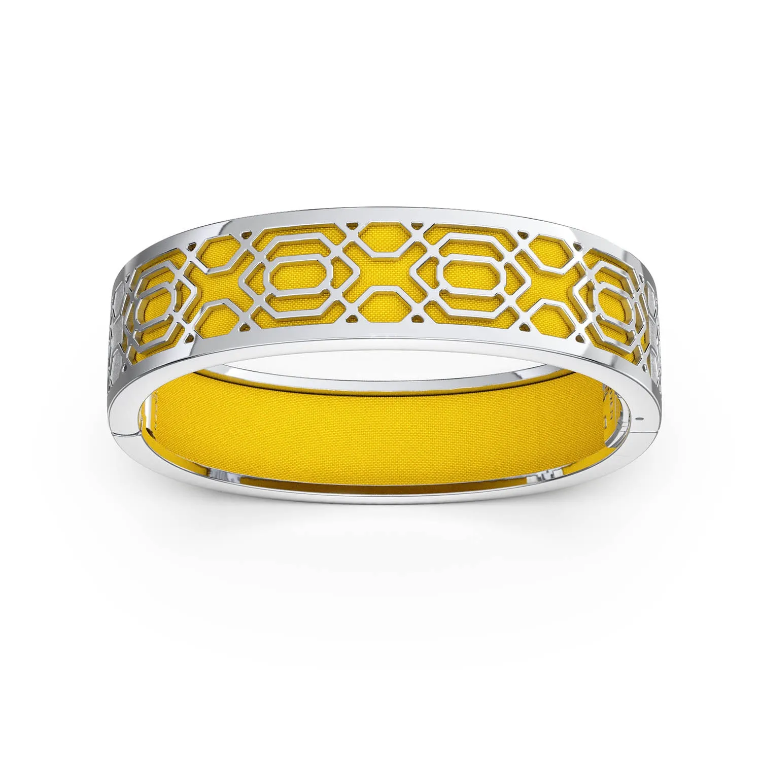 Peranakan Grace Bangle - Pineapple Yellow - Sterling Silver