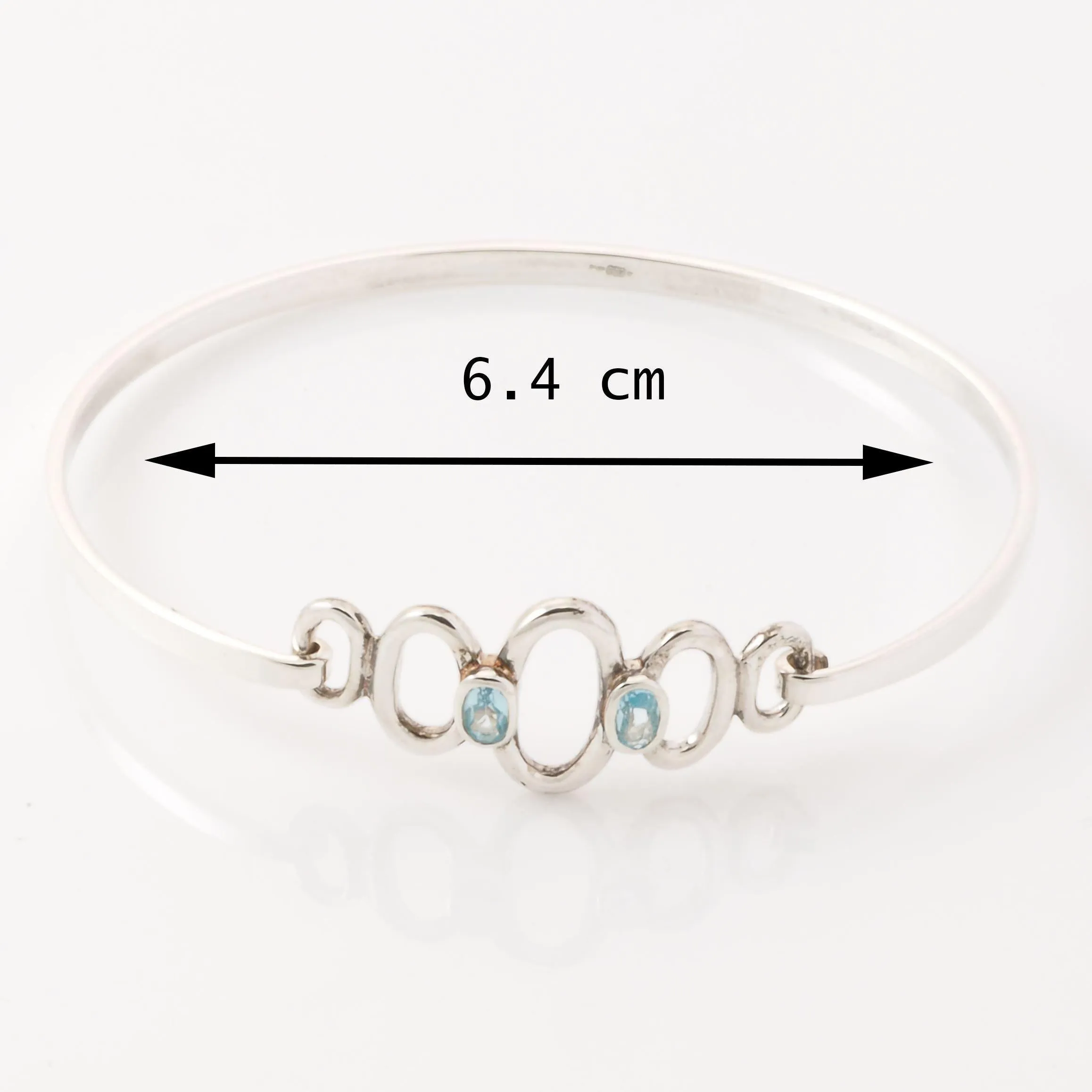 Personalised Silver Oval Topaz Bangle Engraved Inside