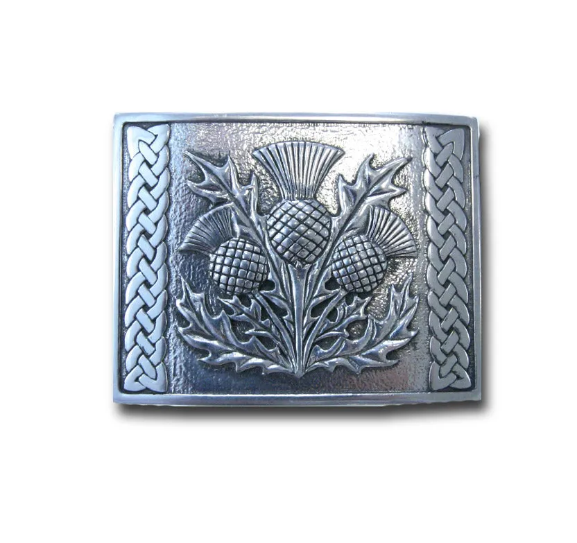 Pewter thistle belt buckle