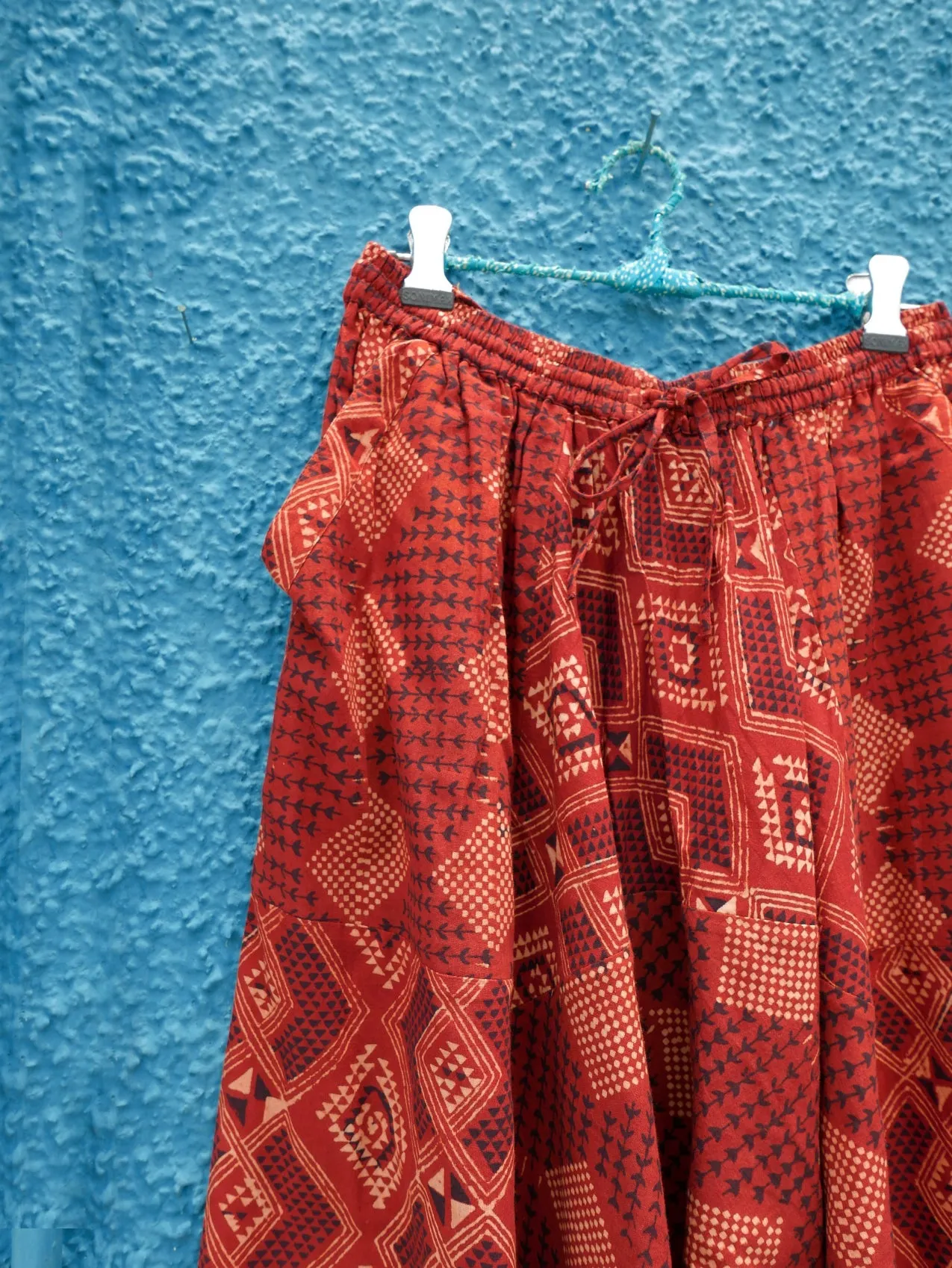 Printed Cotton Drop Crotch Pants