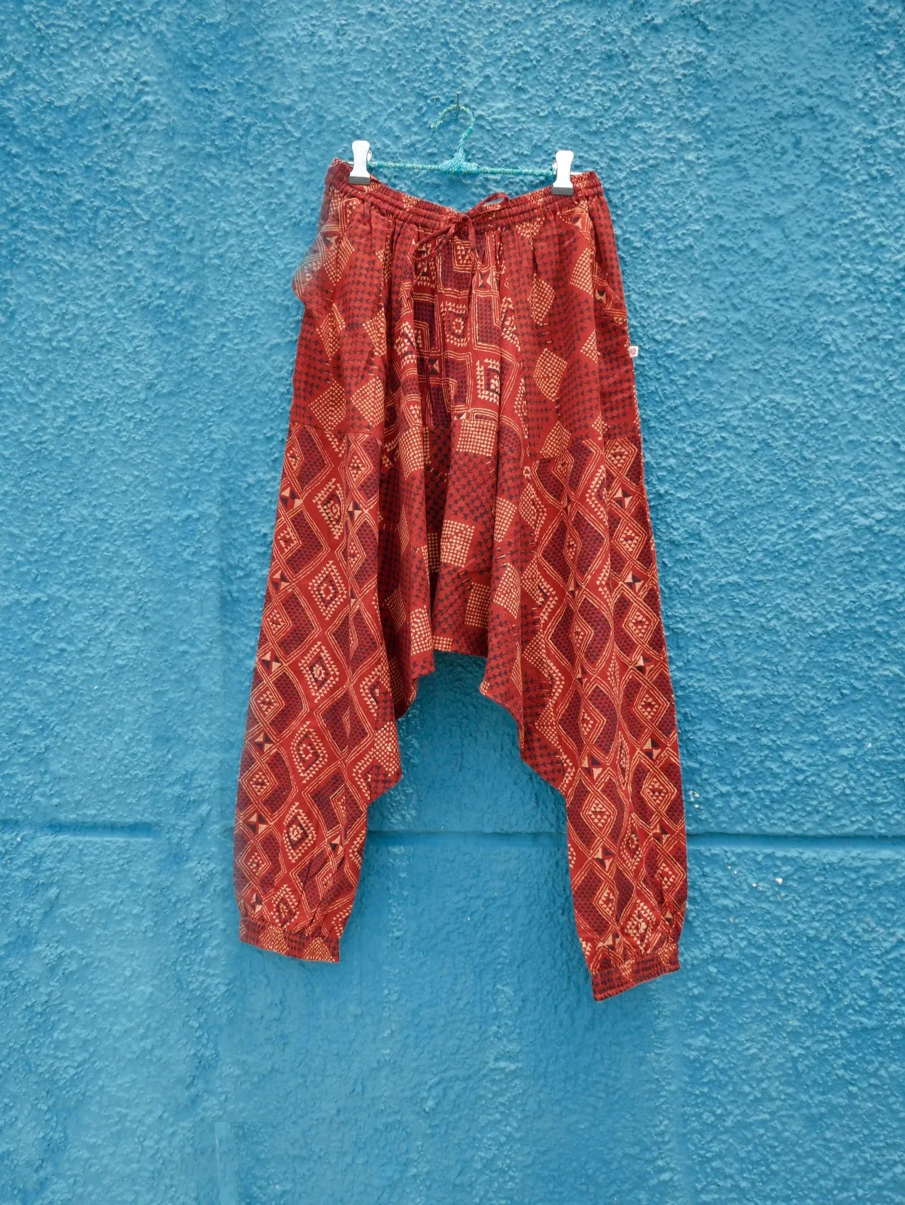 Printed Cotton Drop Crotch Pants