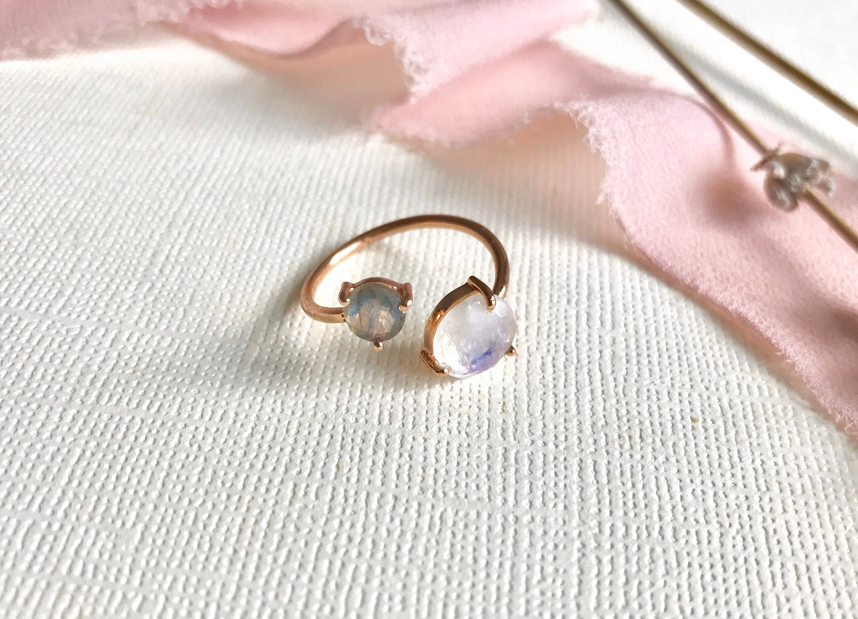 Rainbow Moonstone ring, Labradorite ring, moonstone jewelry