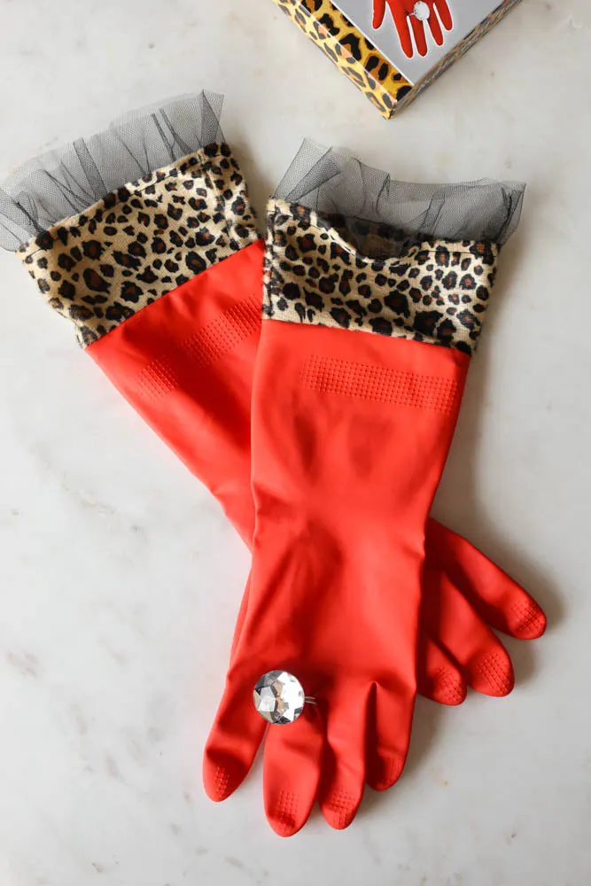 Red Leopard Print Washing-up Gloves