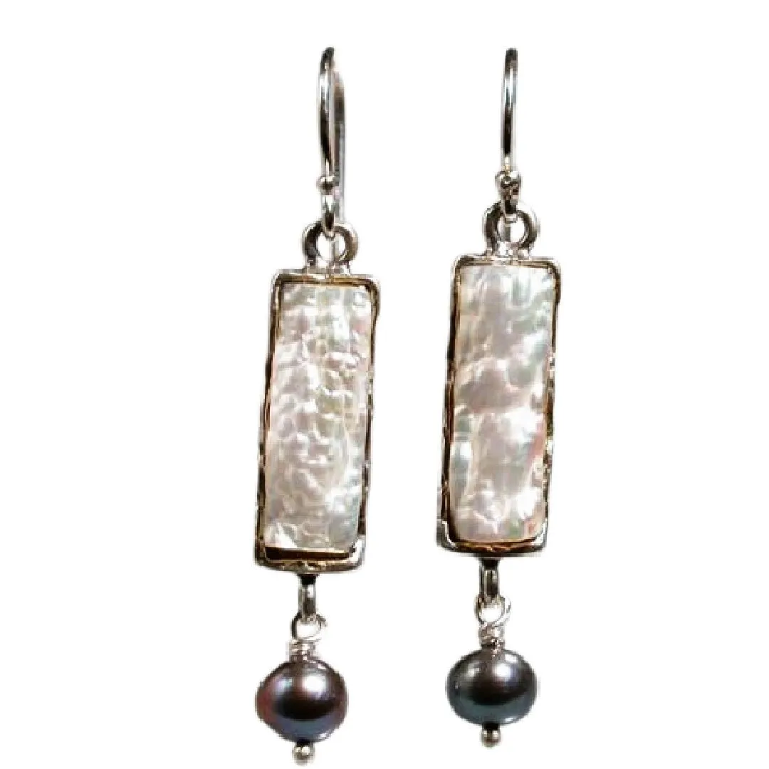 Silver earrings sterling 925 set Pearls Israeli jewelry