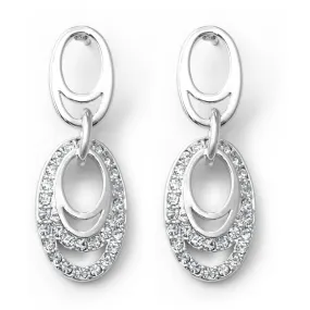 Silver Tone Oval Drop Earrings