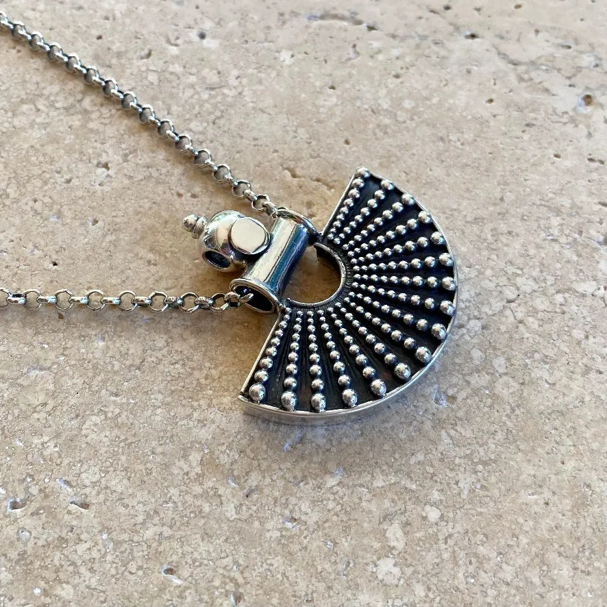 Silver Tribal Fan Pendant