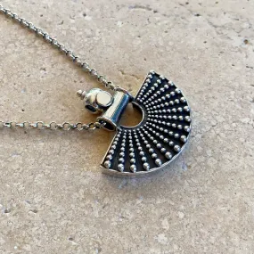 Silver Tribal Fan Pendant