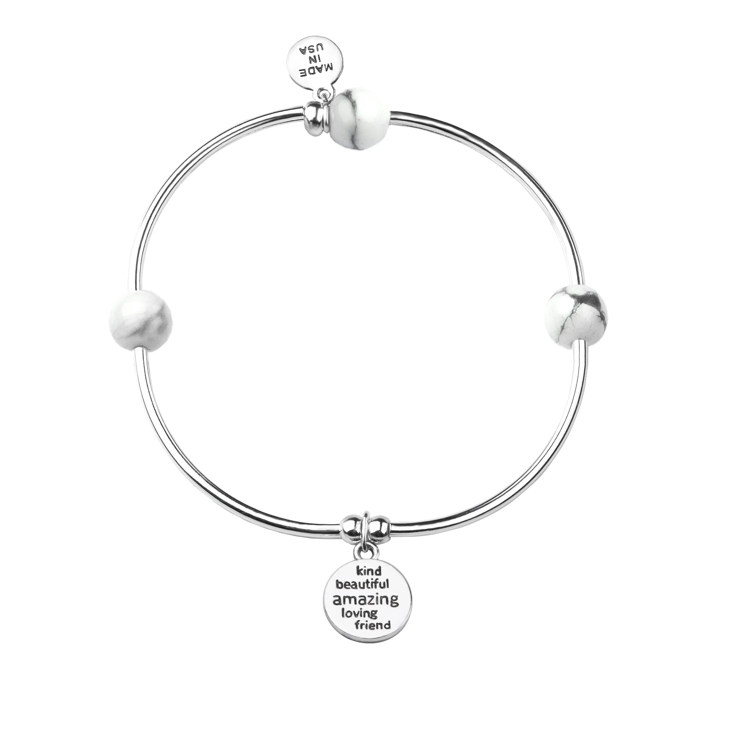 Sister | Soft Bangle Charm Bracelet | Hematite