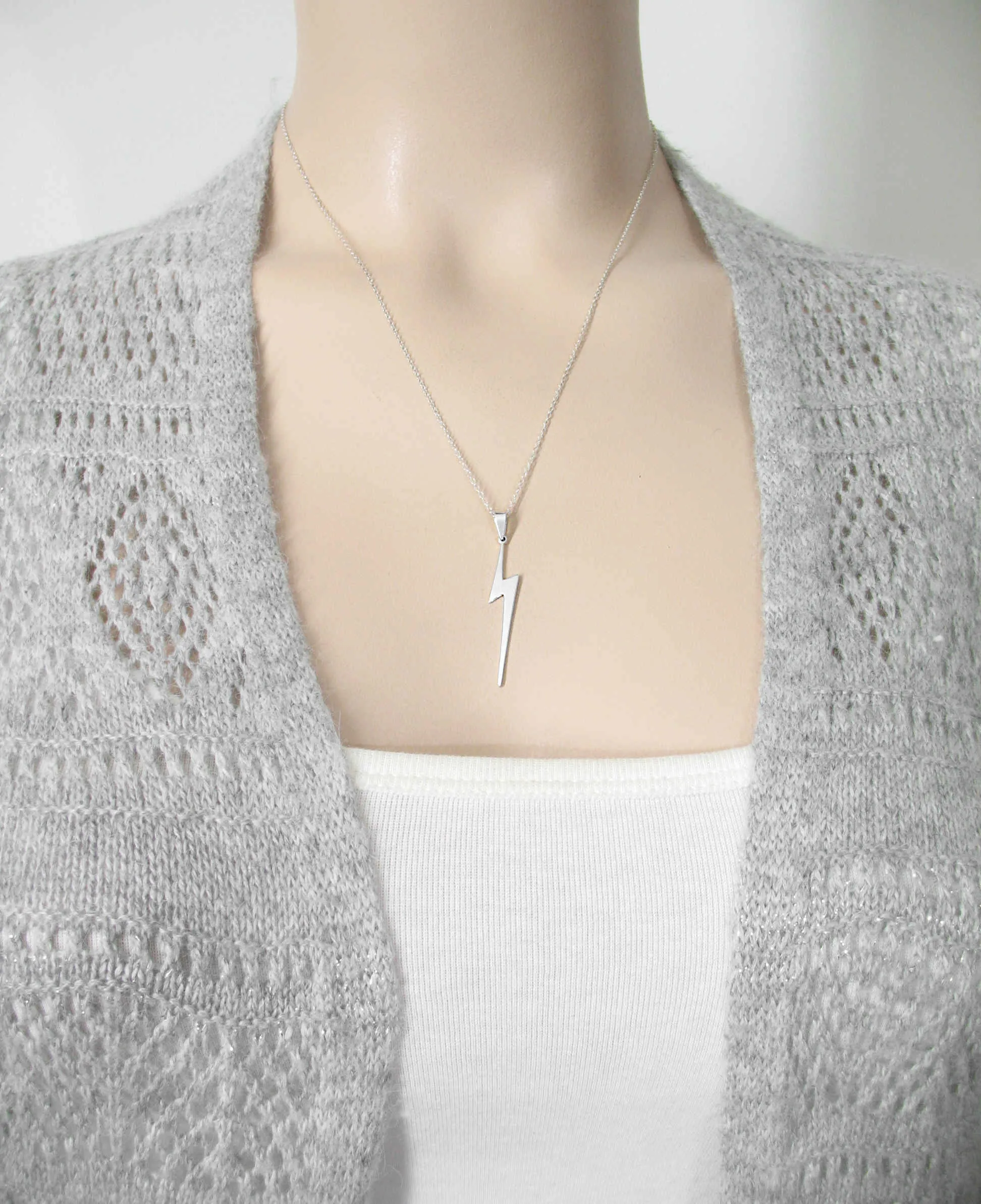 Sleek Lightning Bolt Pendant