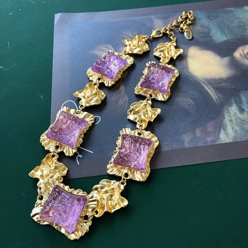 Square Amethyst Elegant Jewelry Set