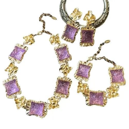 Square Amethyst Elegant Jewelry Set