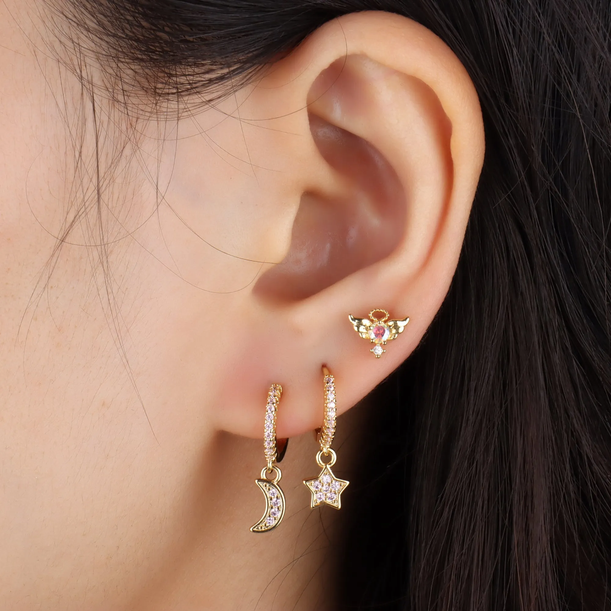 Star And Moon Drop Earrings