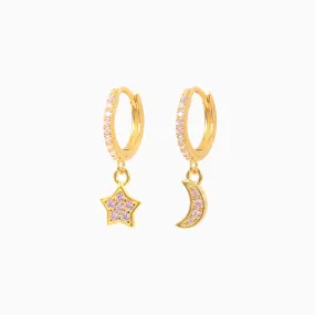 Star And Moon Drop Earrings