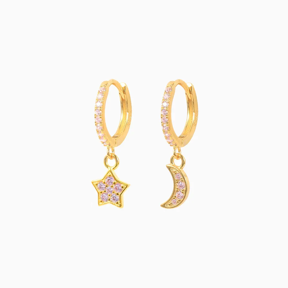 Star And Moon Drop Earrings