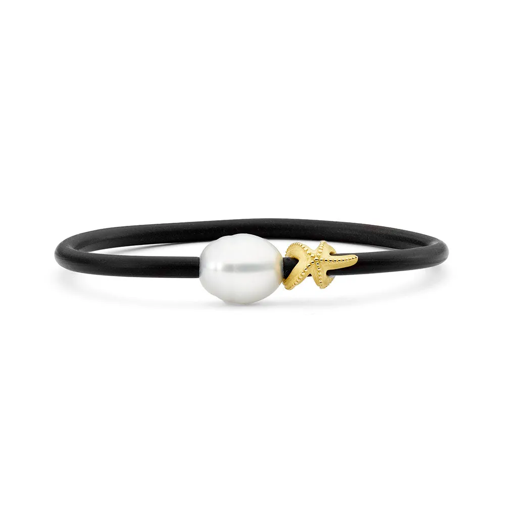 'Starfish' South Sea Pearl and yellow gold Bangle