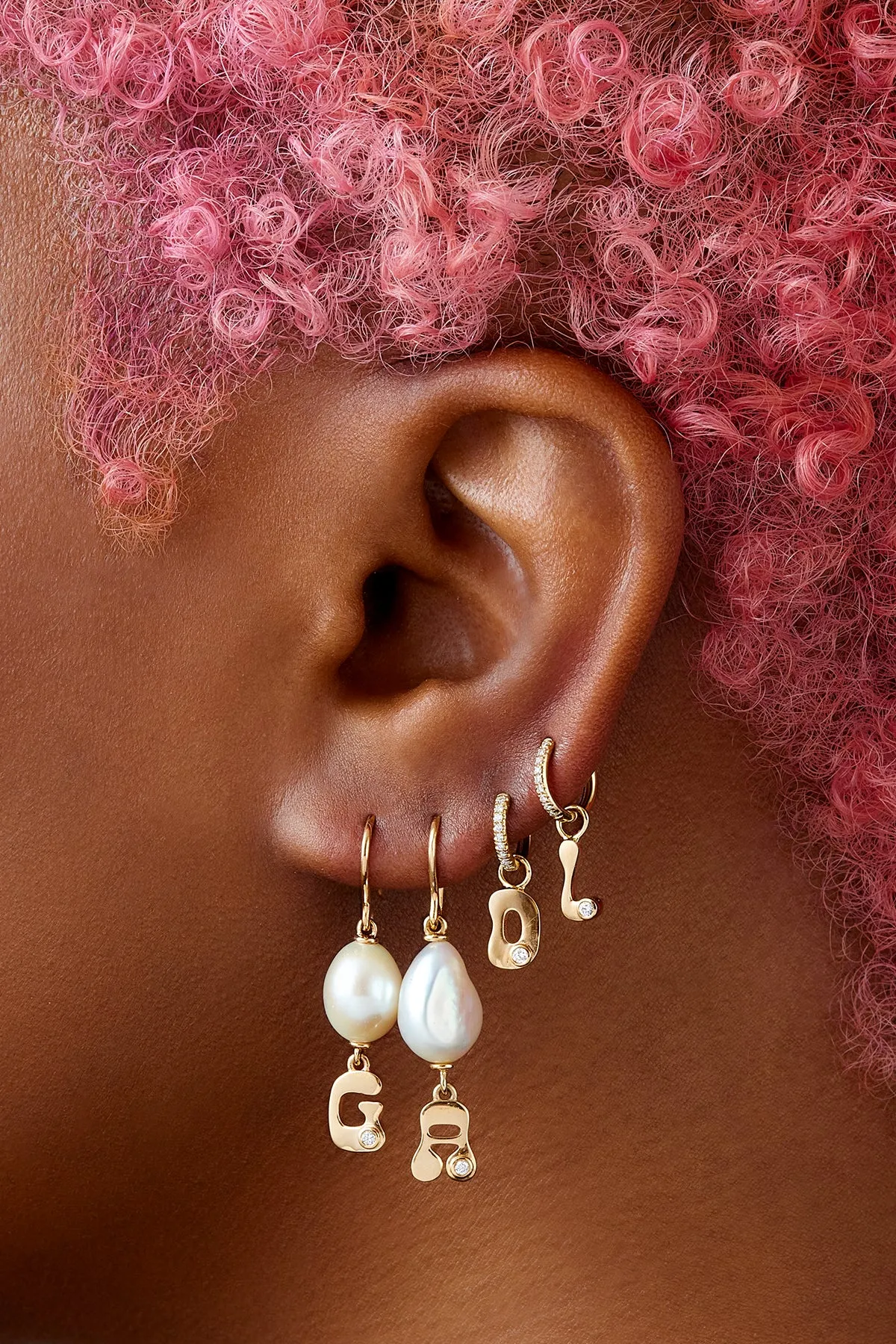 Stellar Letter Pearl Drop Earring