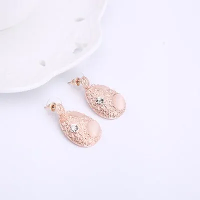 Sweet Pink  Rose Gold Necklace Earring Jewelry Set