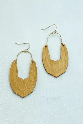 Tan Wooden Drop Earrings