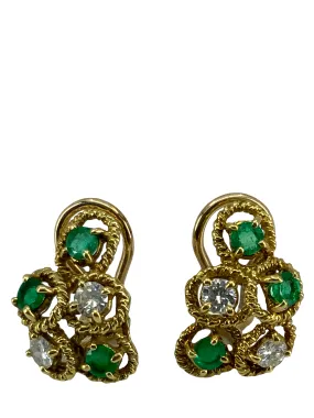 Temple St. Clair Emerald Diamond Gold Clip-On Earrings