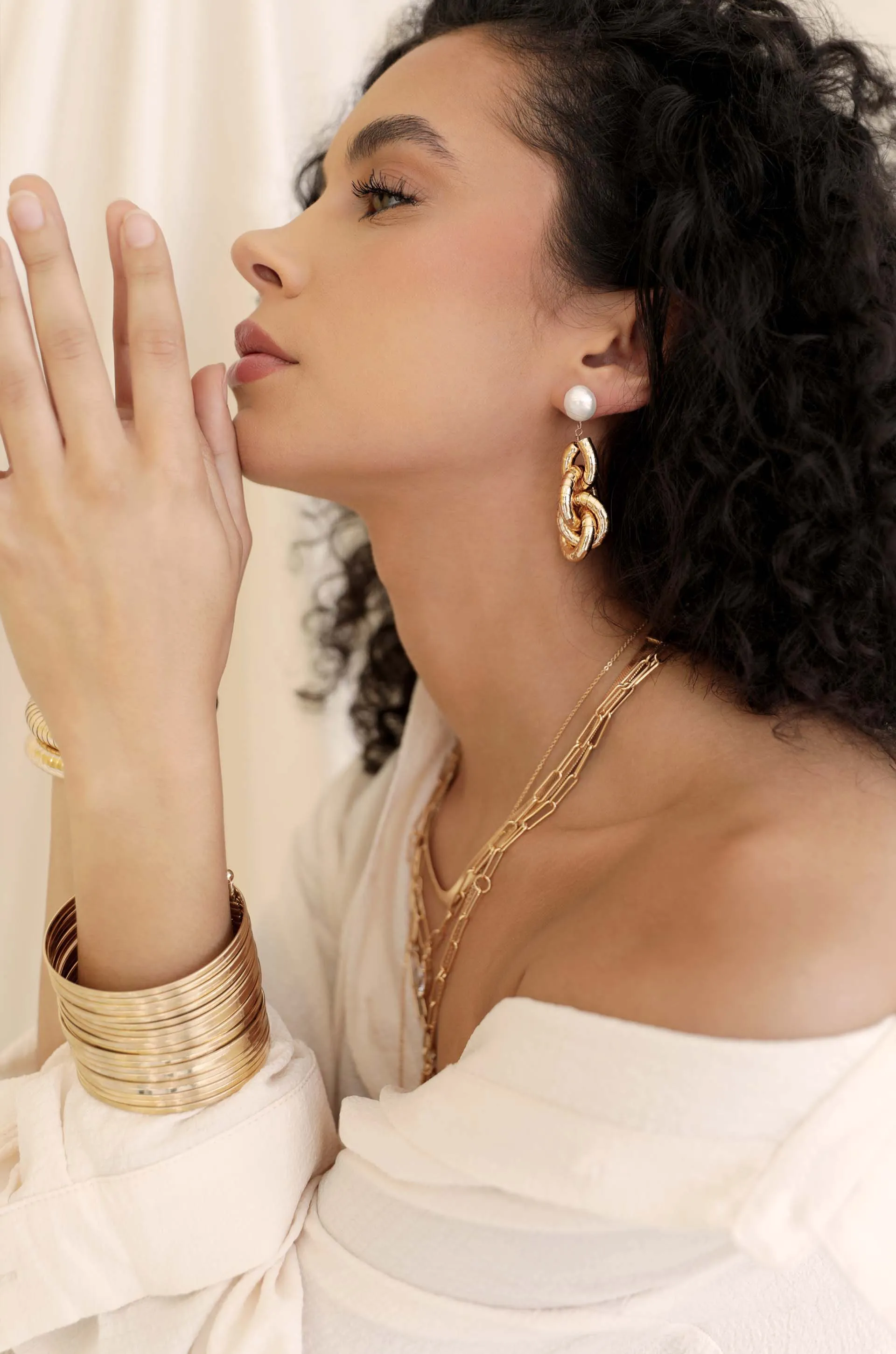 The Easy 18k Gold Plated Bangle Stacked Bracelet