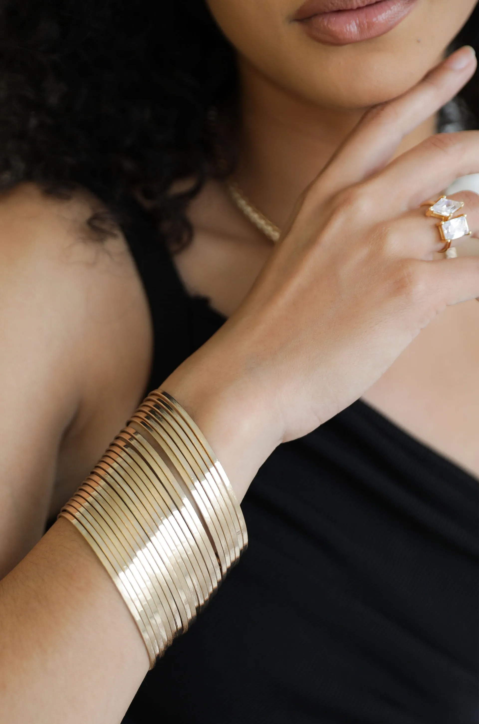 The Easy 18k Gold Plated Bangle Stacked Bracelet