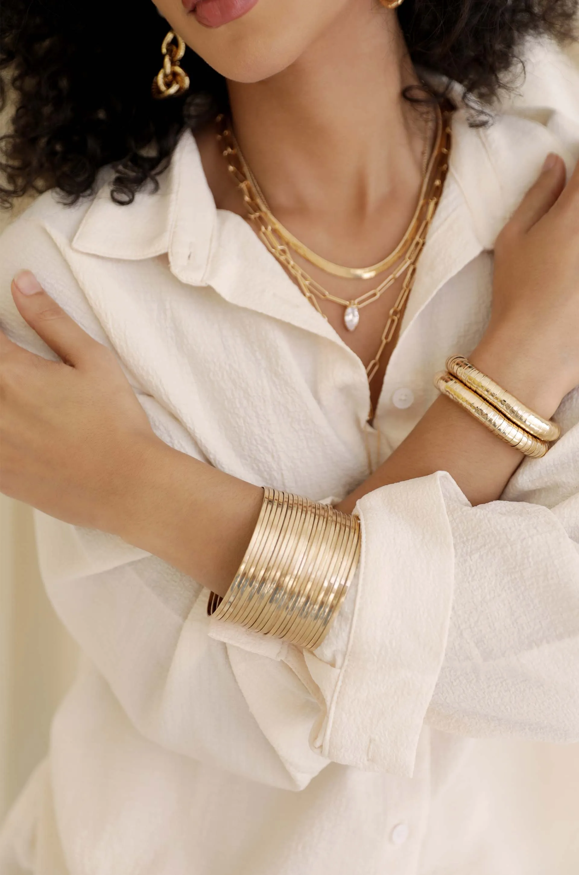 The Easy 18k Gold Plated Bangle Stacked Bracelet